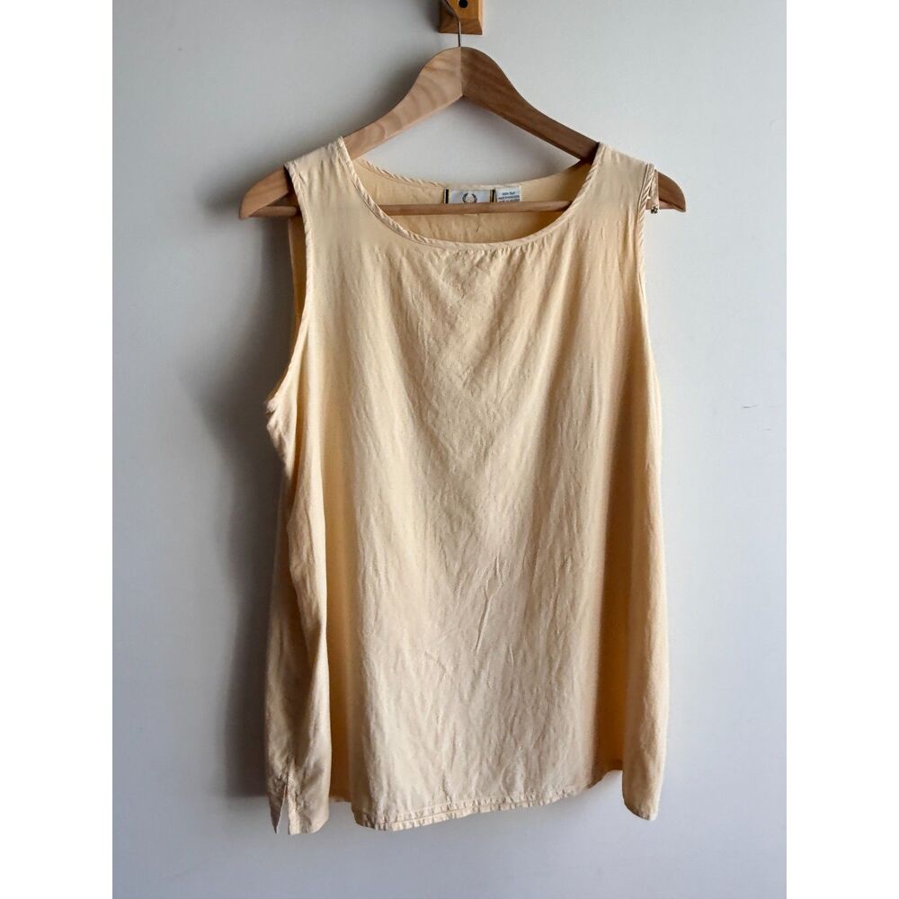 Vintage pale yellow 100% silk tank - women's 12
